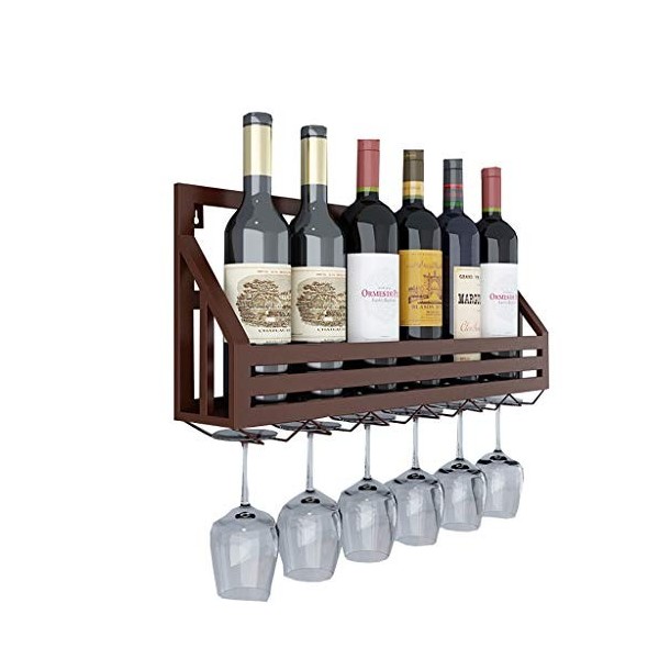 ANSNOW Casier À Vin Mural En Fer Avec Cadre En Verre À Vin, Présentoir À Vin de Restaurant de Cuisine, Support Décoratif, Cas