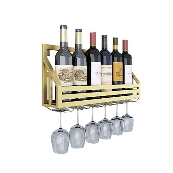 ANSNOW Casier À Vin Mural En Fer Avec Cadre En Verre À Vin, Présentoir À Vin de Restaurant de Cuisine, Support Décoratif, Cas