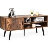 GOPLUS Meuble TV en Bois avec 1 Armoire et 2 Étagères Ouvertes, Meuble Console TV avec 2 Trous de Gestions des Câbles,Style I