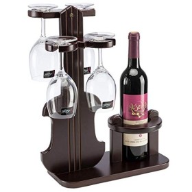 Casier à vin Support en verre de casier à vin en bois massif européen sur pied pour étagère à vin daffichage de salon peut 