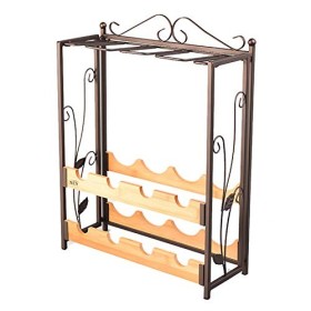 Casier à vin double casier à vin sur pied en verre haut avec casier à vin en métal de bambou décorations dintérieur vintage 