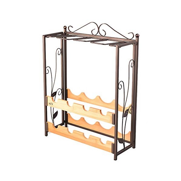 Casier à vin double casier à vin sur pied en verre haut avec casier à vin en métal de bambou décorations dintérieur vintage 