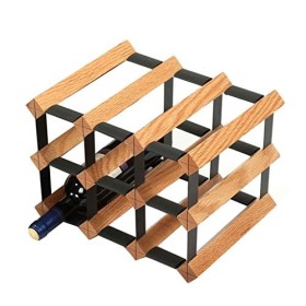 Casier à vin sur pied en chêne - 6 bouteilles empilables - Support de rangement solide à 2 niveaux - Présentoir à bouteilles 