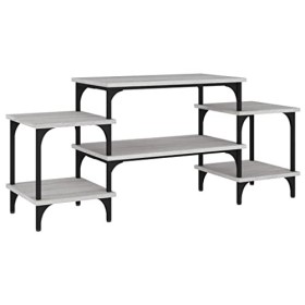 Higsose Meuble TV Design Élégant Sonoma Gris 117x35x52 cm Bois dingénierie Meuble de Multimédia avec Pieds Réglables Meuble 