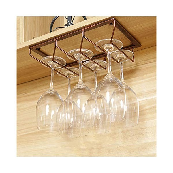 Support Suspendu En Verre À Vin En Fer Européen, Casier À Vin En Métal Monté Suspendu En Bronze Et Étagère Porte-Gobelet Pour