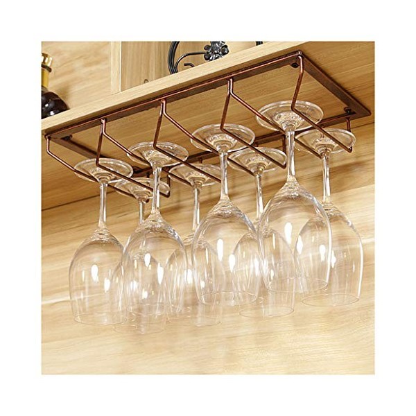 Support Suspendu En Verre À Vin En Fer Européen, Casier À Vin En Métal Monté Suspendu En Bronze Et Étagère Porte-Gobelet Pour