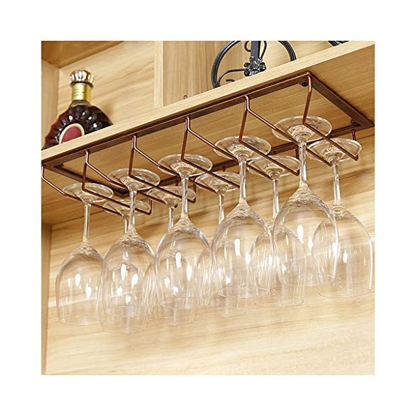 Support Suspendu En Verre À Vin En Fer Européen, Casier À Vin En Métal Monté Suspendu En Bronze Et Étagère Porte-Gobelet Pour