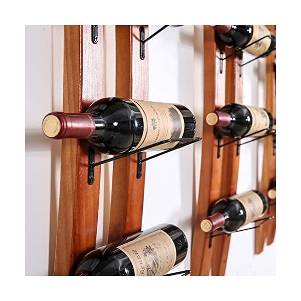 Casier à vin en bois massif en métal, pour porte-bouteille de vin de 5 bouteilles, présentoir mural pour étagère de stockage 