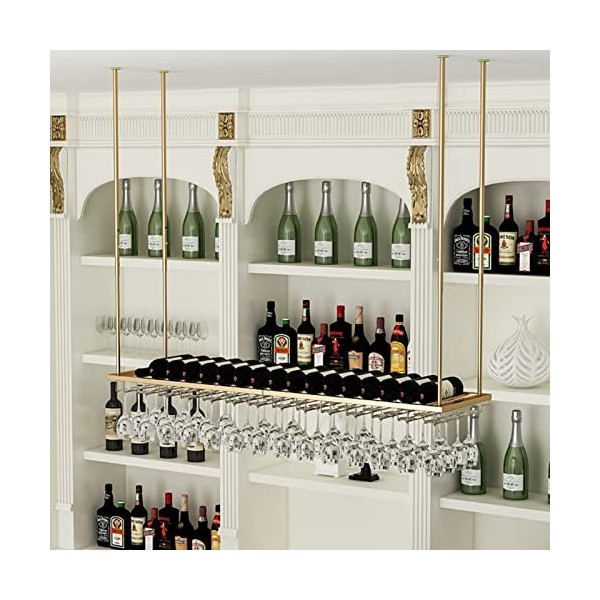 TZUFA Casier à vin Suspendu au Plafond, étagère de Stockage de vin en métal Moderne, étagère daffichage, Organisateur détag
