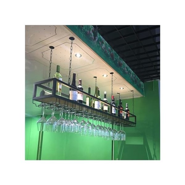 UNbit Casier à vin Mural Étagère à vin Casier à vin Suspendu à Hauteur réglable, Porte-Bouteille de vin avec Verres à Pied, é