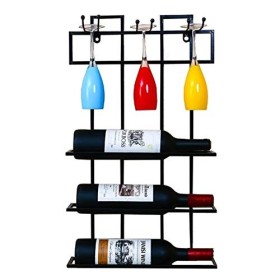 Casier à vin sur Pied à 3 Niveaux en Fer à Suspendre au Mur, Support pour gobelet à vin à lenvers, sans Oscillation pour la 