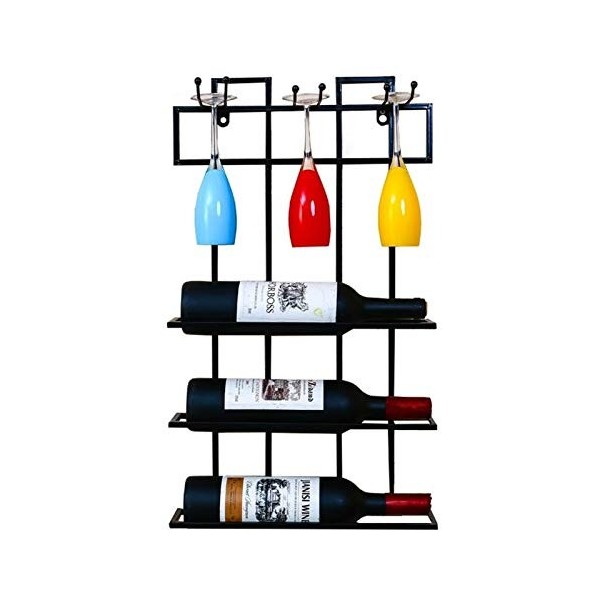 Casier à vin sur Pied à 3 Niveaux en Fer à Suspendre au Mur, Support pour gobelet à vin à lenvers, sans Oscillation pour la 