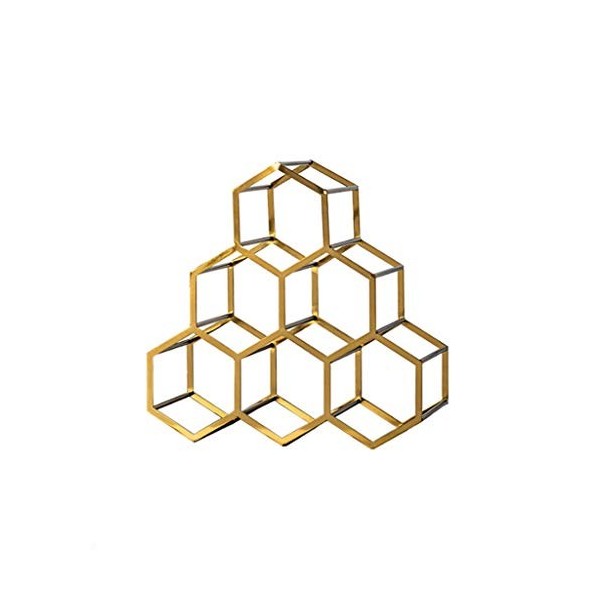 Casier à vin sur Pied Décoration Table à Manger Armoire à vin Créative en métal nid dabeille Artisanat Moderne Rangement de 