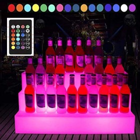 Présentoir De Bouteilles LED À 3 Niveaux, Étagère Lumineuse Changeante Et Colorée pour Bar À Vin Et À Boissons, pour La Maiso