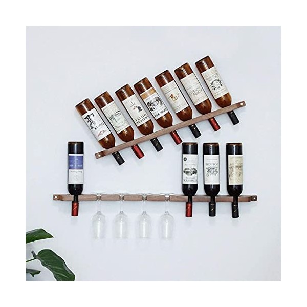 Casier à vin Organisateur Rack Casier à vin Mural en Bois Massif Porte-Verre à vin Suspendu Étagère à Bouteilles de Vin Suppo