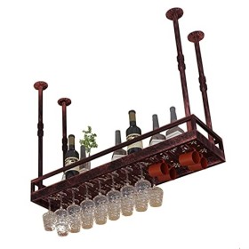 TZUFA Casier à vin Industriel, Porte-Bouteille de vin Mural, étagère de Stockage de vin en métal avec Support en Verre, prése