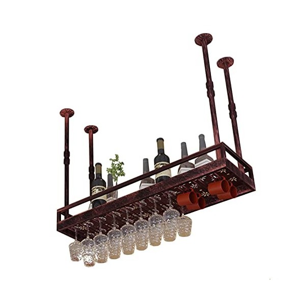 TZUFA Casier à vin Industriel, Porte-Bouteille de vin Mural, étagère de Stockage de vin en métal avec Support en Verre, prése
