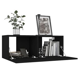 Festnight Meuble TV à Suspendre/Banc TV Meuble TV de Salon Mural, Meuble TV Bas Noir 80x30x30 cm Aggloméré