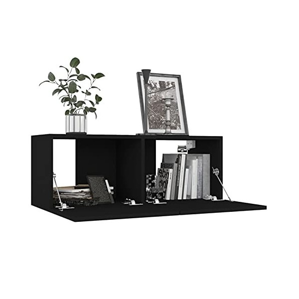 Festnight Meuble TV à Suspendre/Banc TV Meuble TV de Salon Mural, Meuble TV Bas Noir 80x30x30 cm Aggloméré