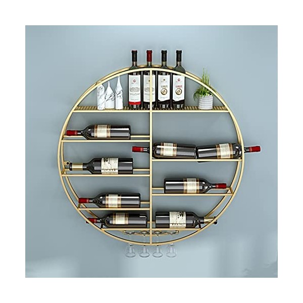 TZUFA Casier à vin mural rond, support de rangement pour gobelets, casier à vin suspendu et support de verre à vin, pour bars
