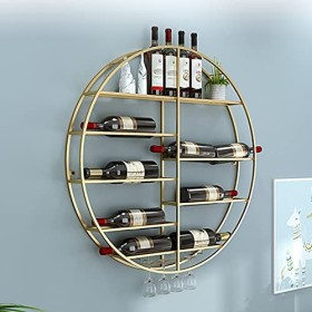 TZUFA Porte-Bouteille de vin Rond, casiers à vin muraux en métal, Support de Rangement pour gobelets, casier à vin Suspendu e