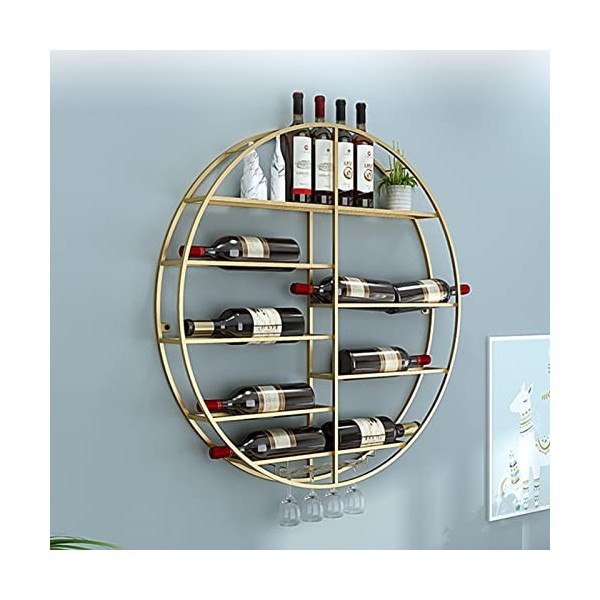 TZUFA Porte-Bouteille de vin Rond, casiers à vin muraux en métal, Support de Rangement pour gobelets, casier à vin Suspendu e