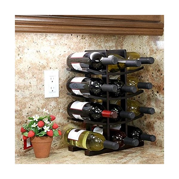 Casier à vin Casier à vin en Bois 12 Bouteilles Bar Cuisine Salle à Manger Stockage Support dalcool Décor à la Maison Compto