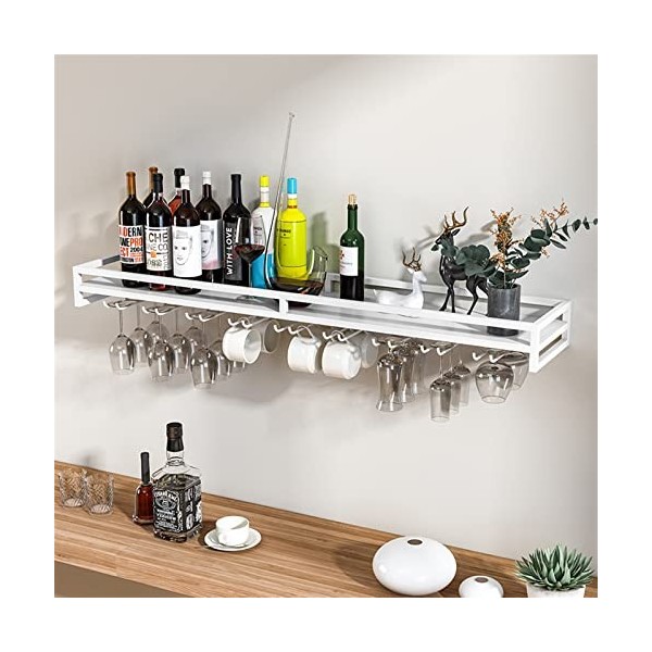 Pipi Zhu Casier à vin mural - Casier à bouteilles de vin suspendu, Support de verre à vin à lenvers, Étagères de rangement e