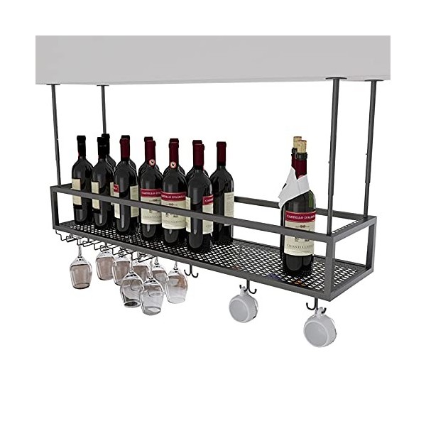 Casier à vin à lenvers, Support de verres à pied pour étagère suspendue au plafond, adapté pour bar, restaurant, cuisine, Su