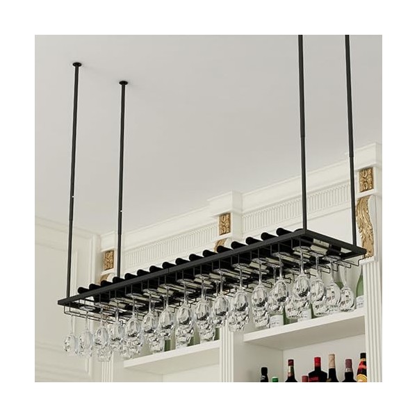 Support de Verre à vin en métal Moderne à lenvers, étagère à vin à Hauteur réglable, Support de Bouteille de vin, Support de