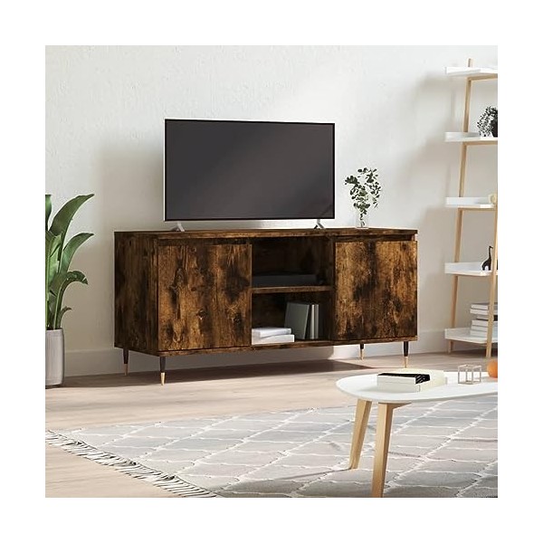 Camerina Meuble TV chêne fumé 104x35x50 cm Bois dingénierie,Meuble TV Étagère,Meuble dangle TV,Meuble Haut Salon