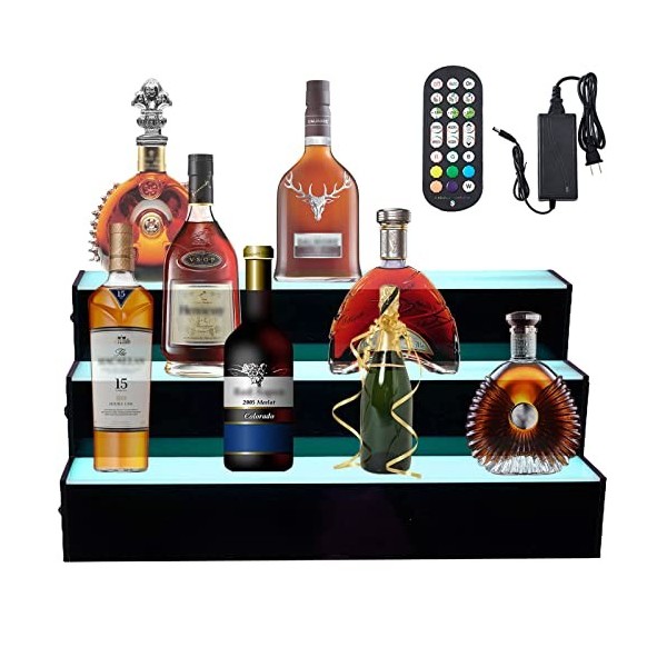 Présentoir à vin de bar, présentoir à bouteilles de vin, présentoir à bouteilles dalcool, étagère à bar éclairée par LED en 