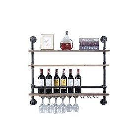 LANAZU Casier à vin Mural, casier à tuyaux Industriel à 3 Niveaux, casier à vin de Bar Flottant, adapté aux Restaurants et au