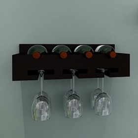 Étagère murale Support à verres à vin/casier à bouteilles en bois massif créatif, casier à vin à lenvers pour restaurant et 