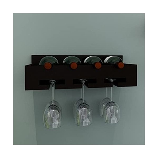 Étagère murale Support à verres à vin/casier à bouteilles en bois massif créatif, casier à vin à lenvers pour restaurant et 