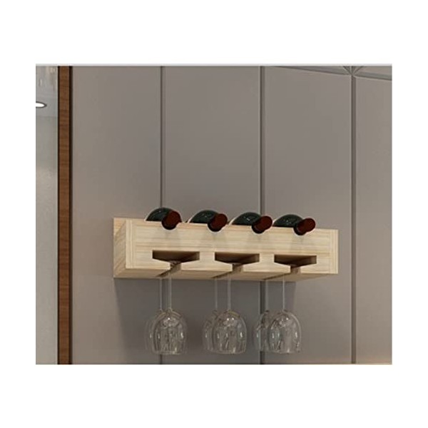 Étagère murale Support à verres à vin/casier à bouteilles en bois massif créatif, casier à vin à lenvers pour restaurant et 