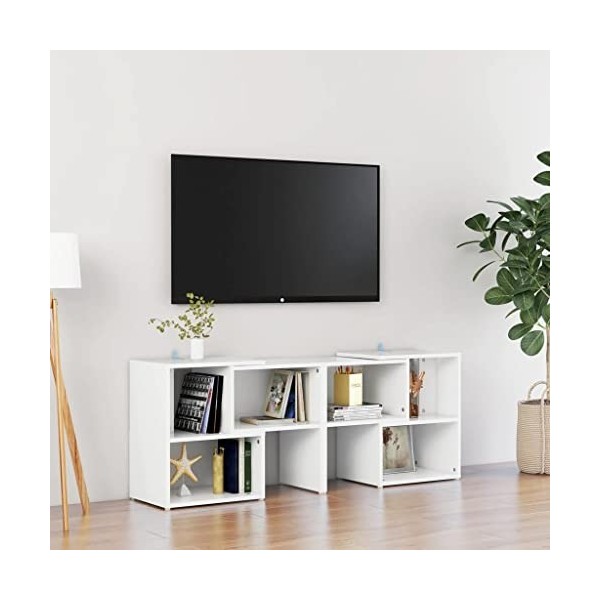 WIFESE Meuble TV Blanc 104x30x52 cm Aggloméré Meuble Television Style Industriel Table TV Support de TV Décoration Salon Etag