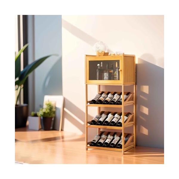 Buffet Liquor Cabinet and Wine Rack with Storage Wood Home Bar Furniture Corner Bar Cabinet with Shelves and Glass Door for H