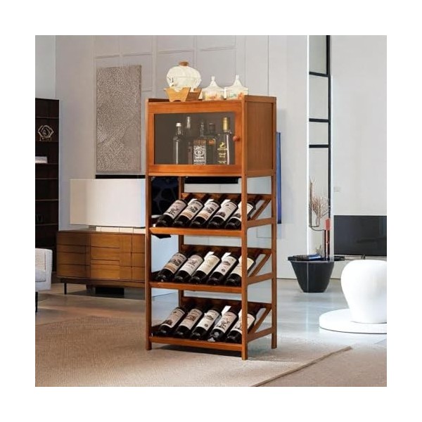 Home Bar Furniture Wooden Corner Wine Bar Cabinet Wine Bar Cabinet With Storage Wet Bar with 4 tiers Capacity - Perfect for C