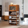 Home Bar Furniture Wooden Corner Wine Bar Cabinet Wine Bar Cabinet With Storage Wet Bar with 4 tiers Capacity - Perfect for C