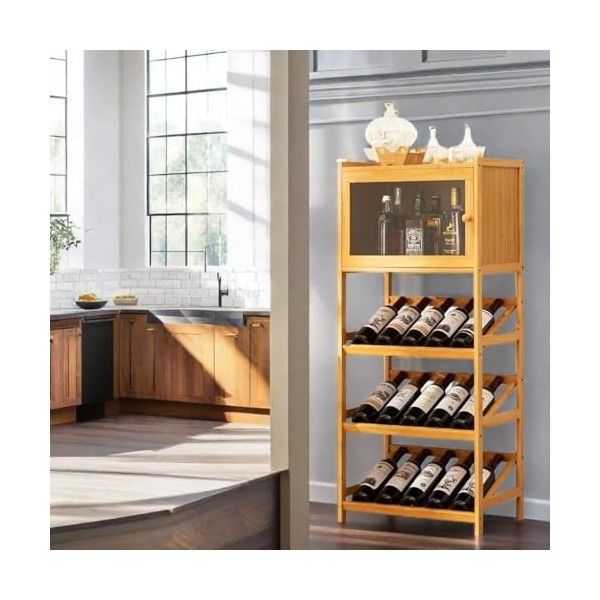 Home Bar Furniture Wooden Corner Wine Bar Cabinet Wine Bar Cabinet With Storage Wet Bar with 4 tiers Capacity - Perfect for C