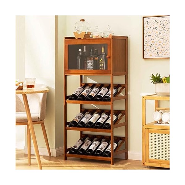 IRON JF Liquor Cabinet Freestanding Wine Racks & Cabinets 15 Bottle Wine Bakers Rack, 1 Tier Freestanding Wine Rack Accent Bu