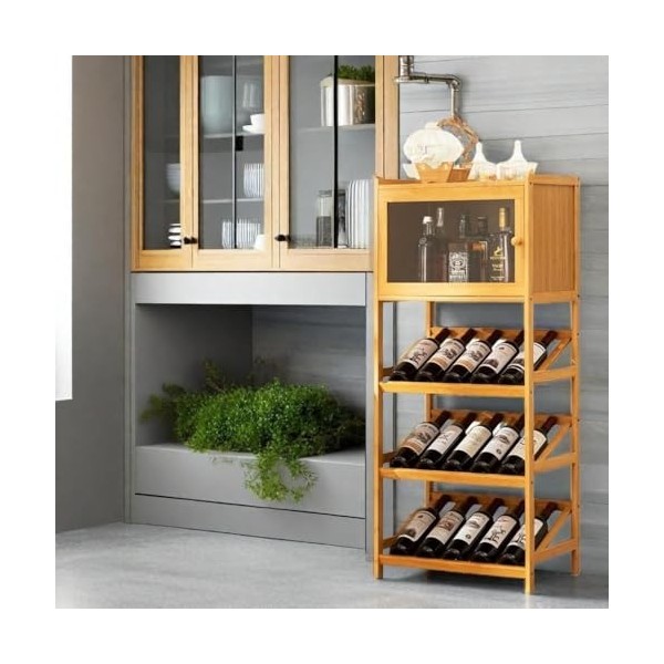 Wine Cabinets for Dining Room Wine Cooler Cabinet Furniture Wine Rack Cabinet Mini Corner Bar Cabinet 4 tier Freestanding Win