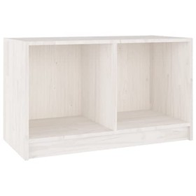 homiuse Meuble TV Blanc 70x33x42 cm Bois de Pin Massif Armoire HiFi Décoration Intérieure Meuble de Télévision Table Salon Su