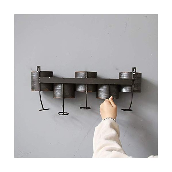 ELzEy Casier à vin Rétro Fer Art Industriel Vent Suspendu Porte-vin loft vin Rouge 53 * 26 * 13.5cm Full Moon