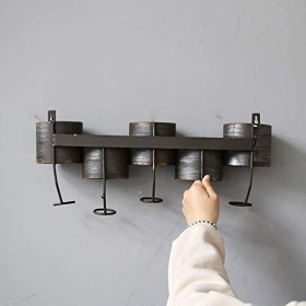 ELzEy Casier à vin Rétro Fer Art Industriel Vent Suspendu Porte-vin loft vin Rouge 53 * 26 * 13.5cm Full Moon