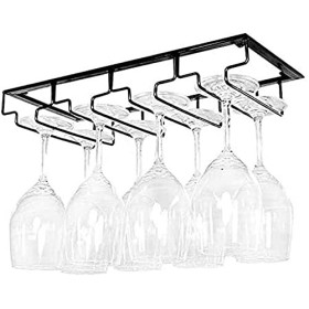 Casier à vin de bar Casier à vin de plafond Casier à bouteilles de vin mural, support de verres à pied suspendu sous larmoir