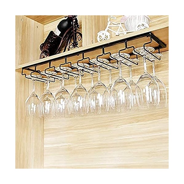 Casier à vin de bar Casier à vin de plafond Casier à bouteilles de vin mural, support de verres à pied suspendu sous larmoir