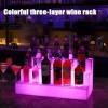 LoJax Présentoir À Vin Coloré LED 3 Niveaux en Forme Descalier Présentoir À Bouteilles De Vin Lumineux avec Télécommande Pré