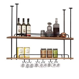 EsEntL Casier à vin Suspendu, casier à Verres à vin au Plafond en métal, Porte-Bouteille de vin à Hauteur réglable, Support d